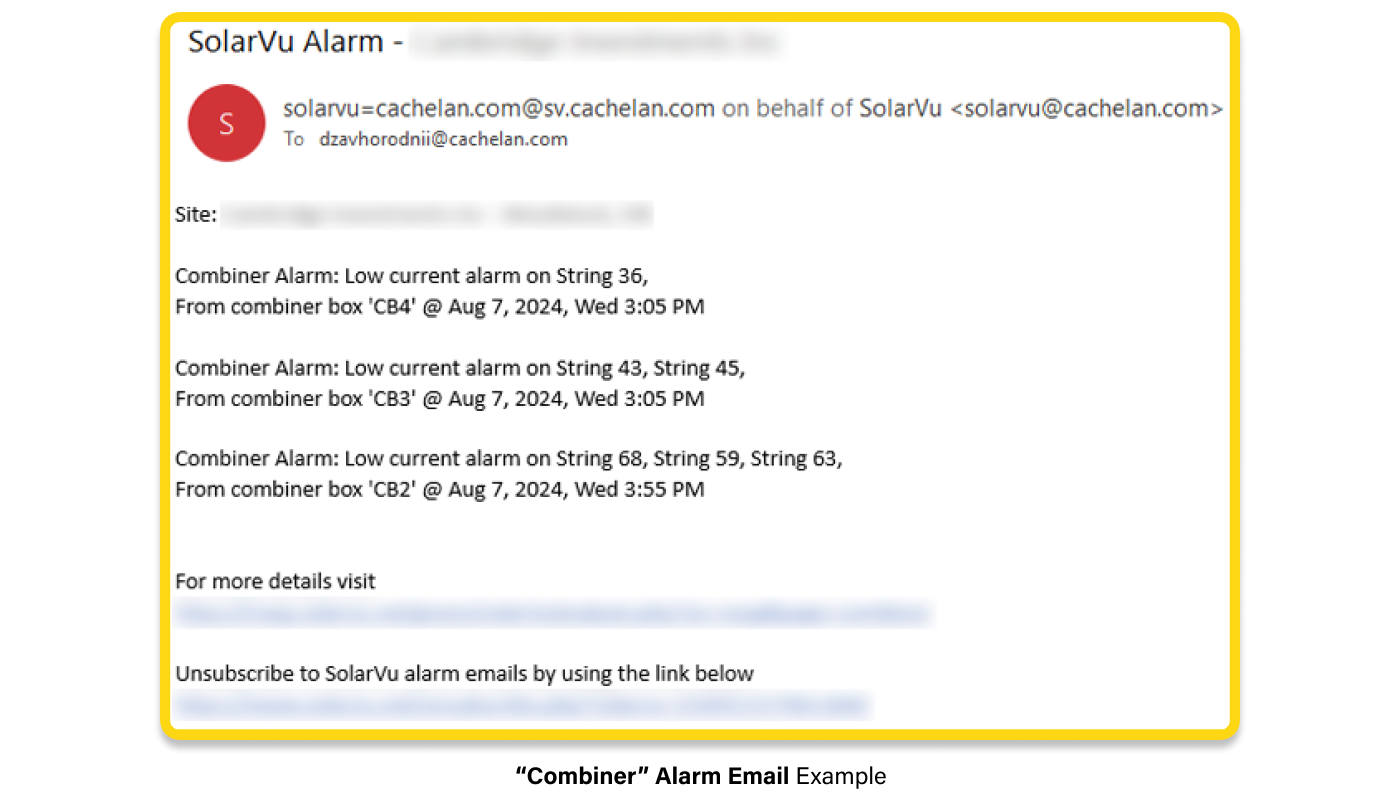 Combiner-LowCurrent Alarm Email Example